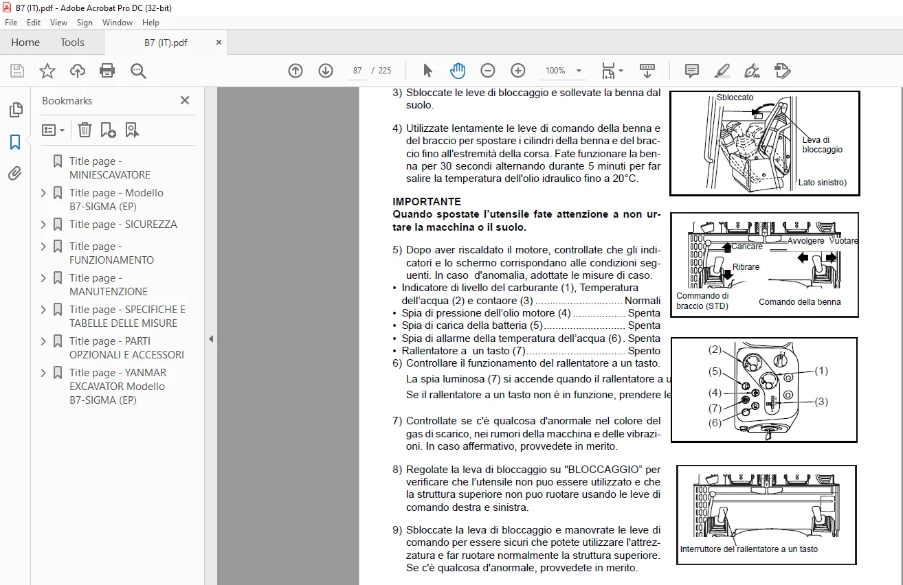 YANMAR MINIESCAVATORE B7-SIGMA EP MANUALE DβUSO E DI MANUTENZIONE - PDF DOWNLOAD - Image 2