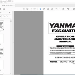 YANMAR VIO30-2 VIO35-2 EP EXCAVATOR OPERATION & MAINTENANCE MANUAL - PDF DOWNLOAD