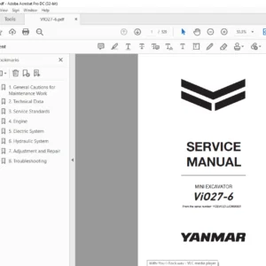 YANMAR ViO27-6 MINI EXCAVATOR SERVICE MANUAL - PDF DOWNLOAD