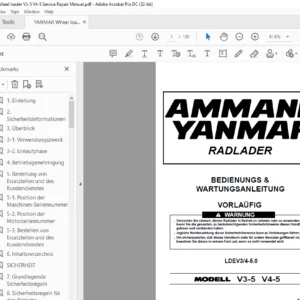 AMMANN YANMAR v3-5 v4-5 Radlader BEDIENUNGS & WARTUNGSANLEITUNG - PDF DOWNLOAD (GERMAN)