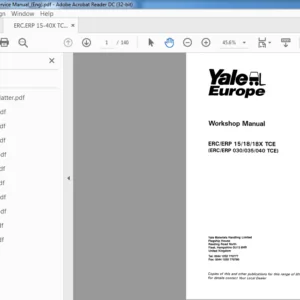 Yale ERC ERP 15 18 18X TCE (ERC ERP 030 035 040 TCE) Workshop Manual – PDF DOWNLOAD