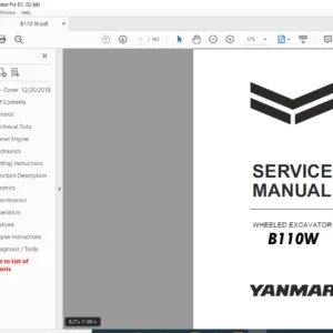 Yanmar B110W Wheel Excavator Service Manual