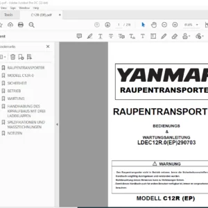 Yanmar C12R RAUPENTRANSPORTER BEDIENUNGS & WARTUNGSANLEITUNG - PDF DOWNLOAD (GERMAN)