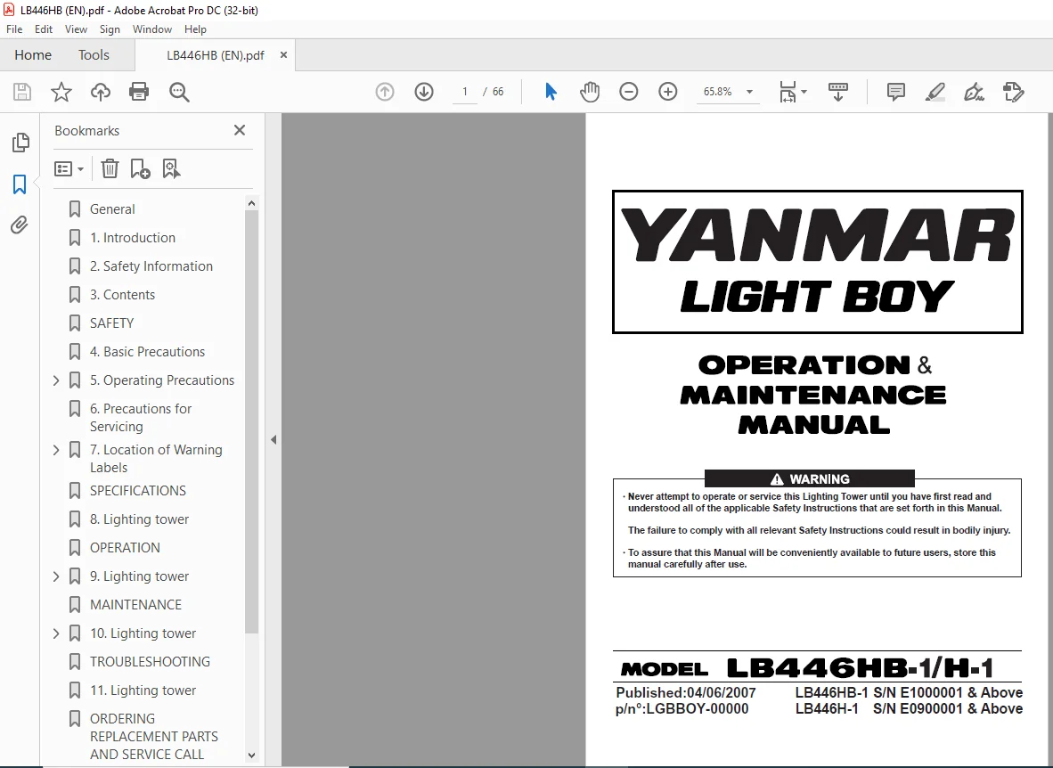 Yanmar LIGHT BOY LB446HB-1 H-1 Operation & Maintenance Manual - PDF DOWNLOAD - Image 2