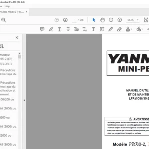 Yanmar ViO30-2 Vio35-2 EP Mini-Pelle Manuel d'Utilisation et de Maintenance - PDF DOWNLOAD (French)