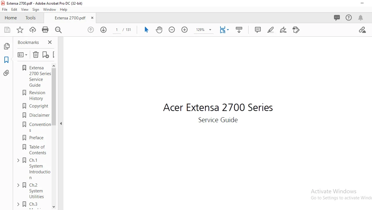 Acer Extensa 2700 Series Laptop Service Guide Manual