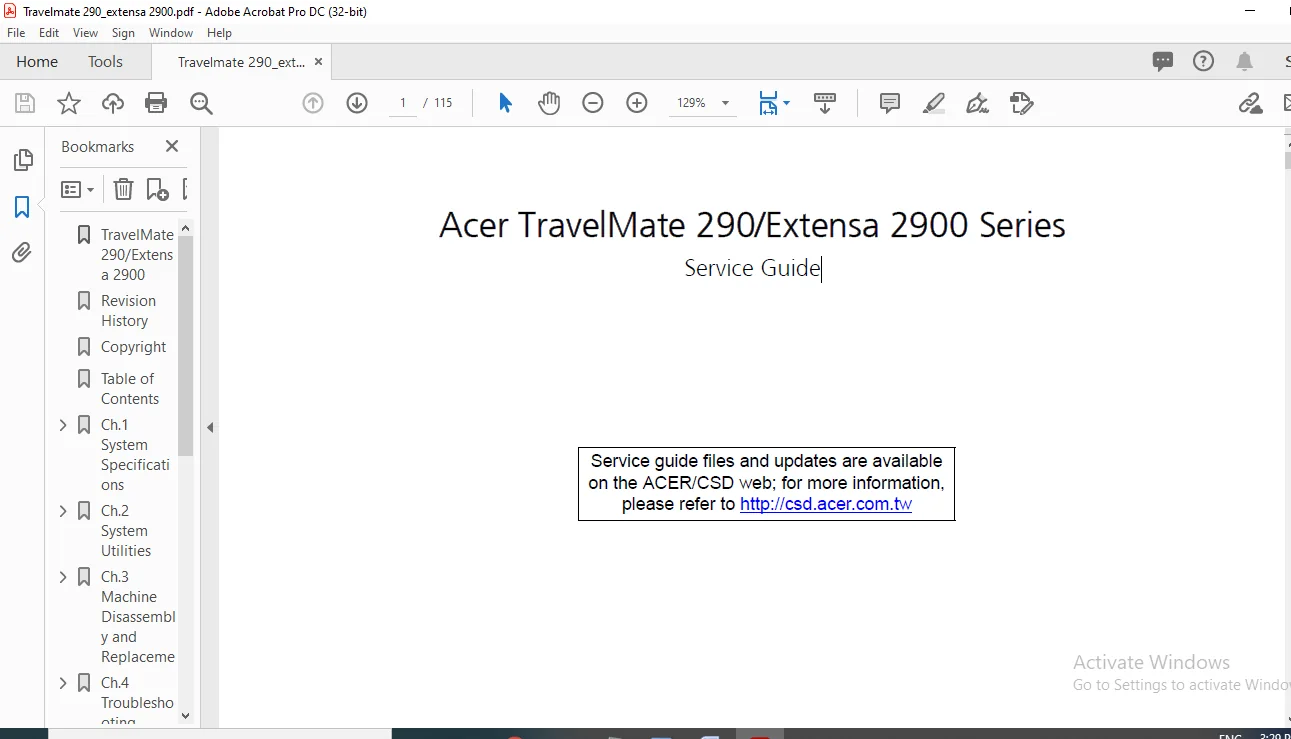 Acer TravelMate 290Extensa 2900 Series Laptop Service Guide Manual - PDF DOWNLOAD