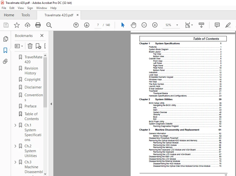 Acer TravelMate 420 Series Laptop Service Guide Manual - PDF DOWNLOAD