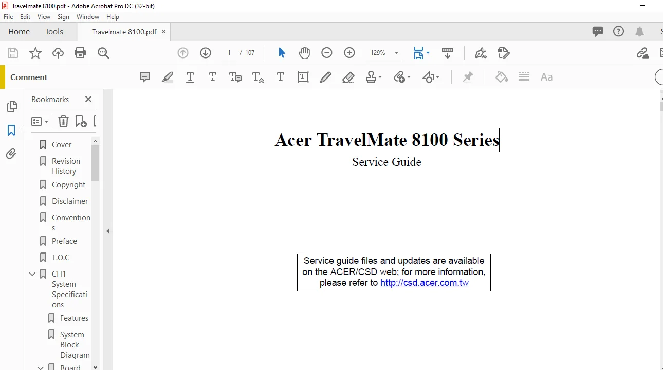 Acer TravelMate 8100 Series Laptop Service Guide Manual - PDF DOWNLOAD