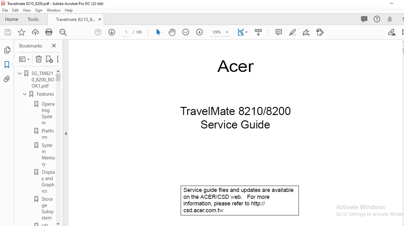 Acer TravelMate 8210 8200Laptop Service Guide Manual - PDF DOWNLOAD Acer TravelMate 8210 8200Laptop Service Guide Manual - PDF DOWNLOAD