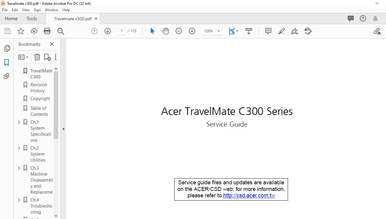 Acer TravelMate C300 Series Laptop Service Guide Manual - PDF DOWNLOAD Acer TravelMate C300 Series Laptop Service Guide Manual - PDF DOWNLOAD