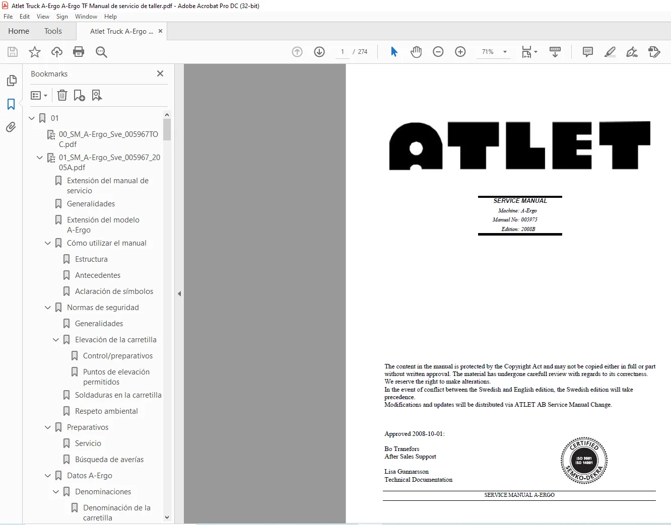 Atlet Truck A-Ergo A-Ergo TF Manual de servicio de taller - PDF DOWNLOAD Atlet Truck A-Ergo A-Ergo TF Manual de servicio de taller - PDF DOWNLOAD