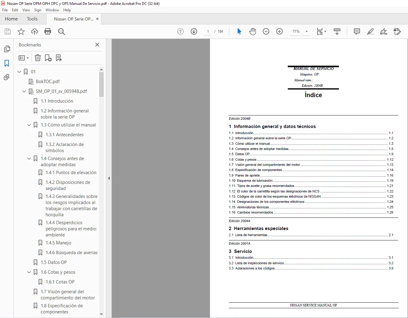 Nissan OP Serie OPM OPH OPC y OPS Manual De Servicio - PDF DOWNLOAD