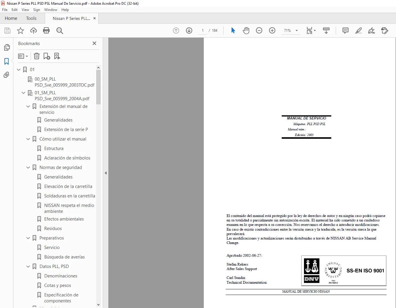 Nissan P Series PLL PSD PSL Manual De Servicio - PDF DOWNLOAD