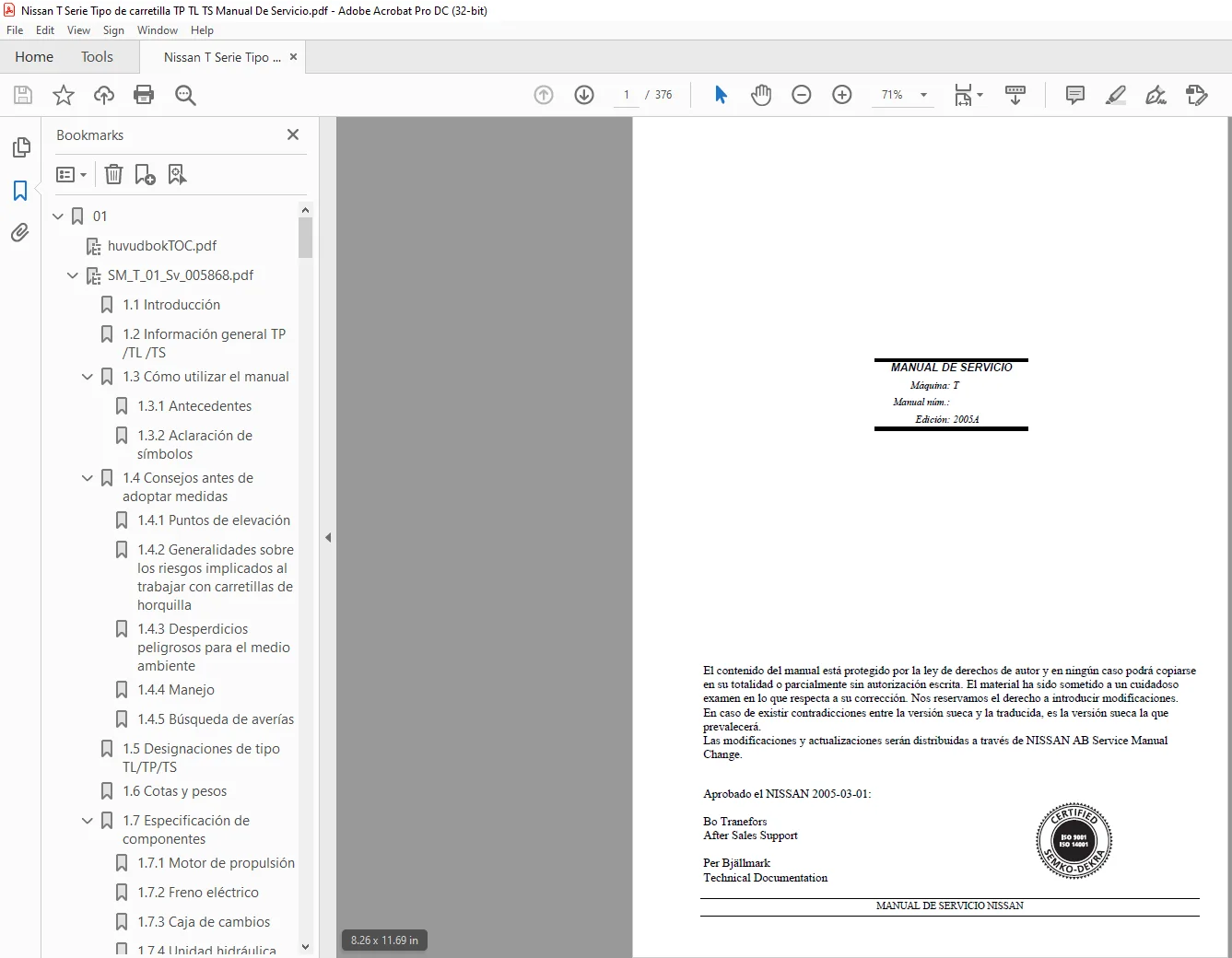 Nissan T Serie Tipo de carretilla TP TL TS Manual De Servicio - PDF DOWNLOAD