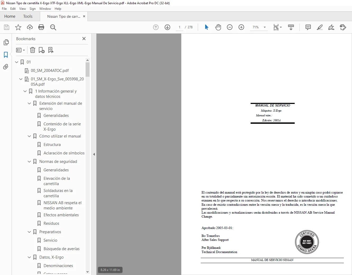 Nissan Tipo de carretilla X-Ergo XTF-Ergo XLL-Ergo XML-Ergo Manual De Servicio - PDF DOWNLOAD
