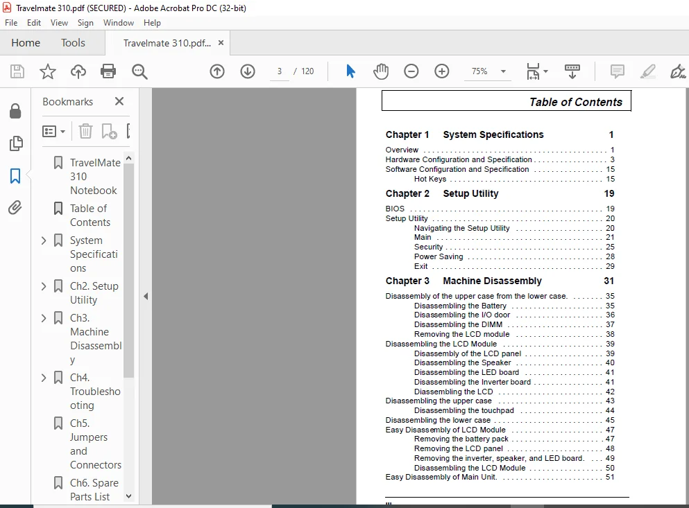 TravelMate 310 Notebook Laptop Service Guide Manual - PDF DOWNLOAD