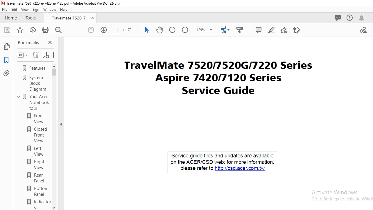 TravelMate 7520 7520G 7220 Series Aspire 7420 7120 Series Laptop Service Guide - PDF DOWNLOAD