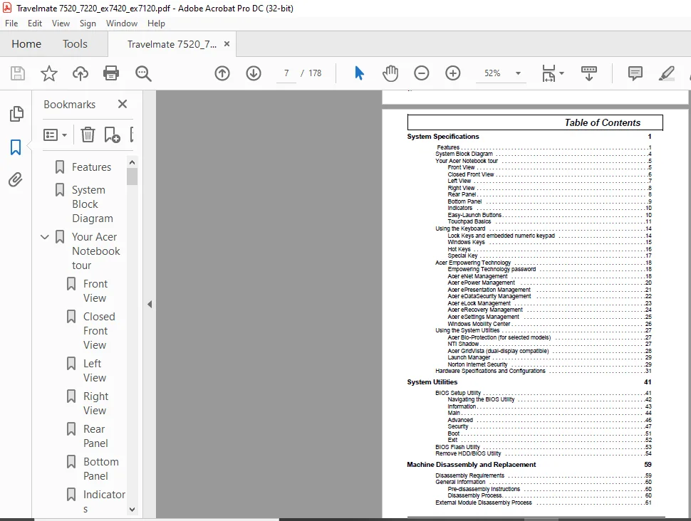 TravelMate 7520 7520G 7220 Series Aspire 7420 7120 Series Laptop Service Guide - PDF DOWNLOAD