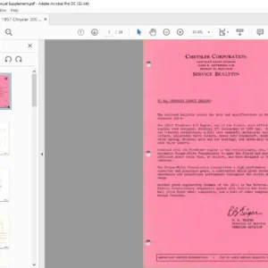 1957 Chrysler 300 Service Manual Supplement - PDF DOWNLOAD