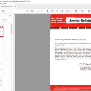 1958 Chrysler C-300D Service Manual Supplement - PDF DOWNLOAD