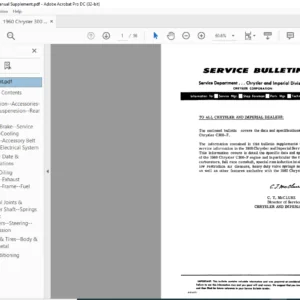 1960 Chrysler C300-F Service Manual Supplement - PDF DOWNLOAD