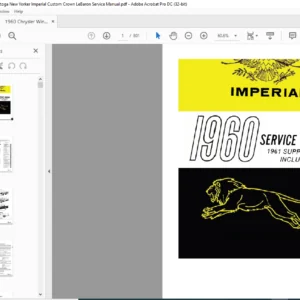 1960 Chrysler Imperial Service Manual Supplement - PDF DOWNLOAD
