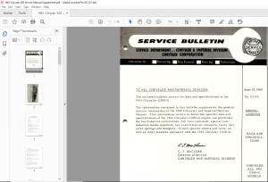 1961 Chrysler C300-G Service Manual Supplement - PDF DOWNLOAD