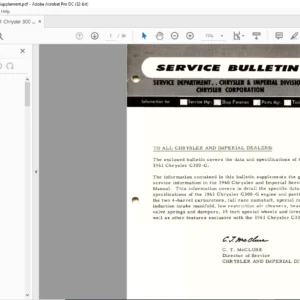 1961 Chrysler C300-G Service Manual Supplement - PDF DOWNLOAD