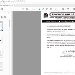 1963 Chrysler 300J Service Manual  Supplement - PDF DOWNLOAD