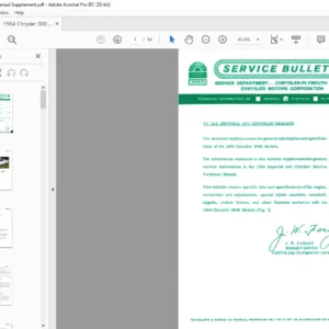 1964 Chrysler 300 K Service Manual Supplement - PDF DOWNLOAD