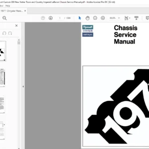 1971 Chrysler Plymouth Imperial Chassis Service Manual - PDF DOWNLOAD
