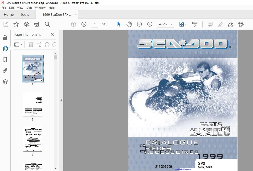 1999 SeaDoo SPX 5636 5828 Parts Catalog & Accessories Manual - PDF DOWNLOAD - Image 2