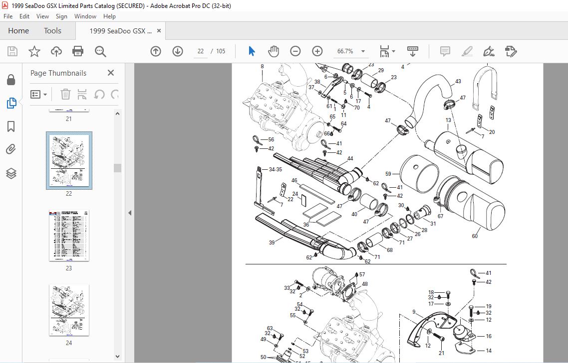 1999 Seadoo GSX RFI 5637 5638 5829 5652 Accessories & Parts Catalog ...