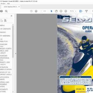 2000 Seadoo RX DI 5646 5656 GTX DI 5649 5659 Operator's Guide Manual - PDF DOWNLOAD
