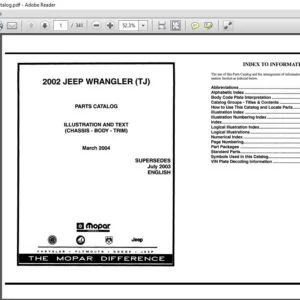 2002 Jeep Wrangler TJ Parts-Catalog Manual - PDF DOWNLOAD