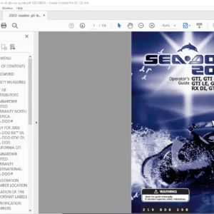 2003 Seadoo GTI GTI California GTI LE GTI LE RFI RX DI GTX DI Operator's Guide Manual
