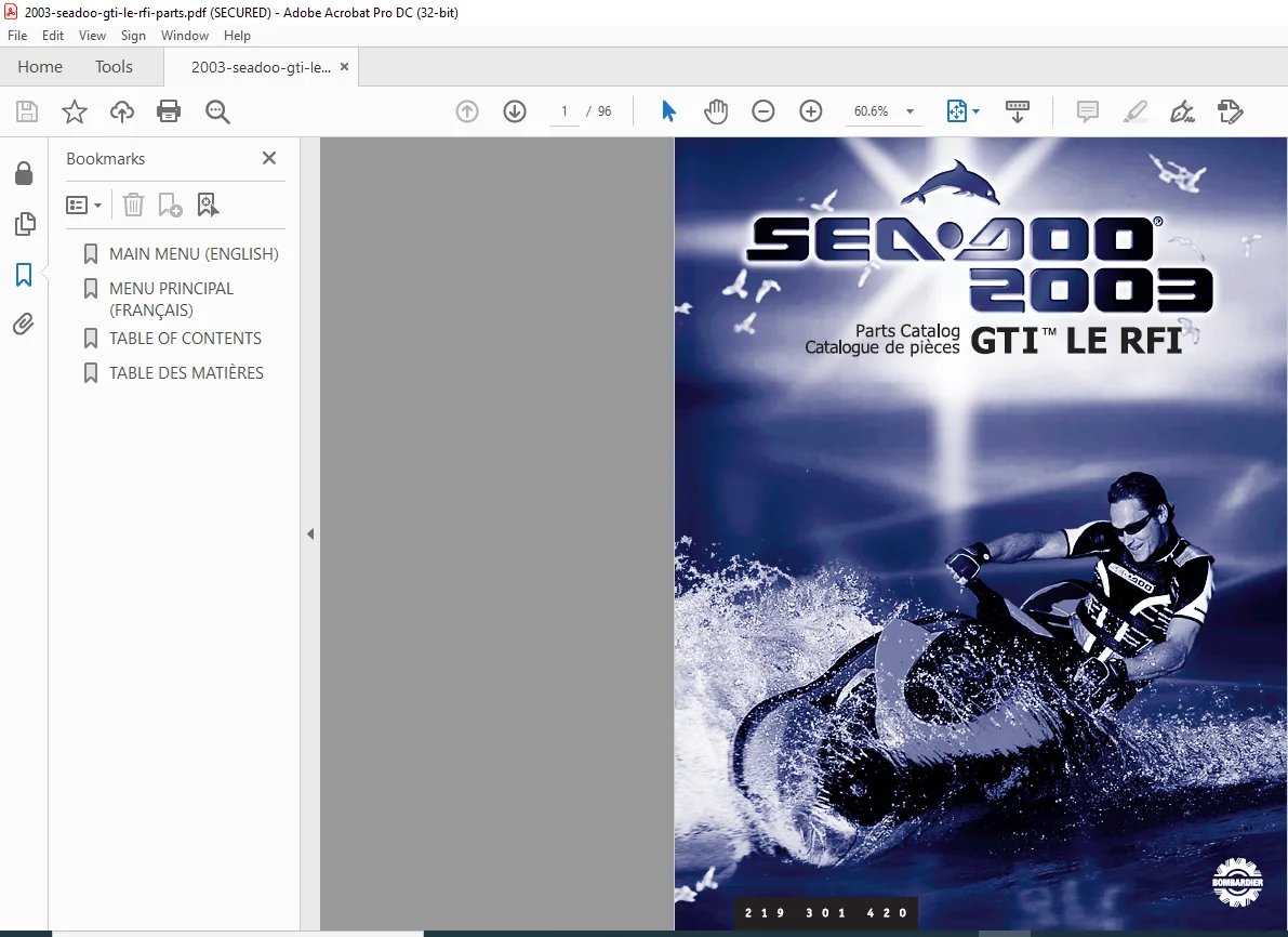 2003 Seadoo GTI LE RFI Parts Catalog Manual - PDF DOWNLOAD - Image 2