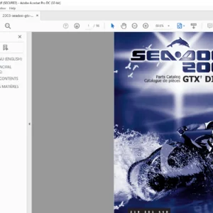 2003 Seadoo GTX DI Parts Catalog Manual - PDF DOWNLOAD