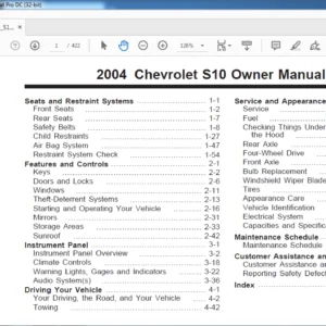 2004 Chevrolet S10 Owner’s Manual - PDF DOWNLOAD