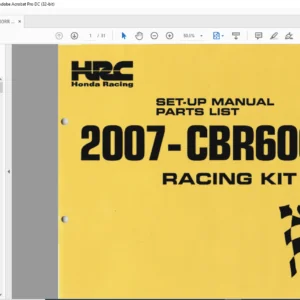 2007 Honda CBR600RR Racing Kit Parts List Manual - PDF DOWNLOAD