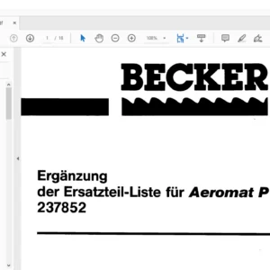 Becker Aeromat P Spare Parts Manual - PDF DOWNLOAD (GERMAN)