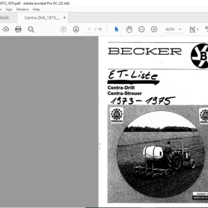 Becker Centra Drill 1973-1974 Spare Parts Manual - PDF DOWNLOAD