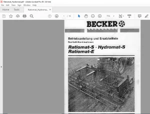 Becker Ratiomat Hydromat Spare Parts Manual - PDF DOWNLOAD