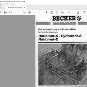 Becker Ratiomat Hydromat Spare Parts Manual - PDF DOWNLOAD