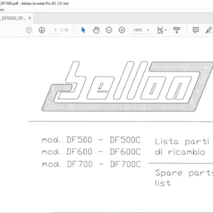 Bellon DF500-DF500C DF600-DF600C DF700-DF700C Spare Parts List Manual - PDF DOWNLOAD