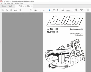 Bellon F170-190F F/C170-190F Spare Parts List Manual - PDF DOWNLOAD