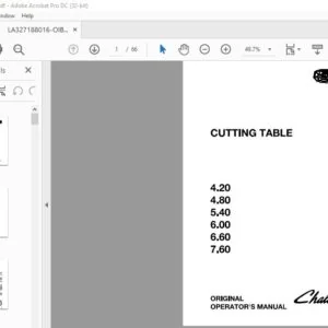 Challenger 4.20 4.80 5.40 6.00 6.60 7.60 Cutting Table Original Operator's Manual