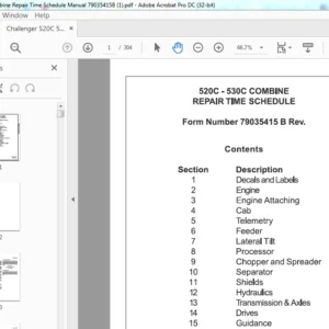 Challenger 520C 530C Combine Repair Time Schedule Manual 79035415B