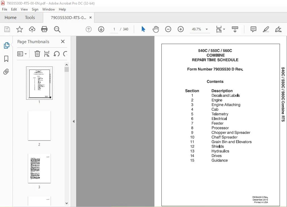 Challenger 540C 550C 560C Combine Repair Time Schedule Manual 79035530D - Image 3